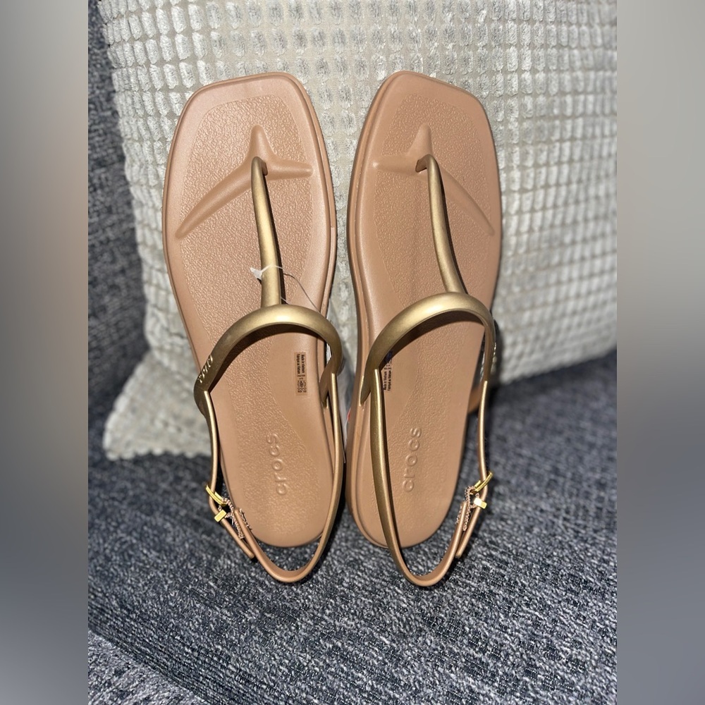 CROCS Women's Sandals in Tan and Gold